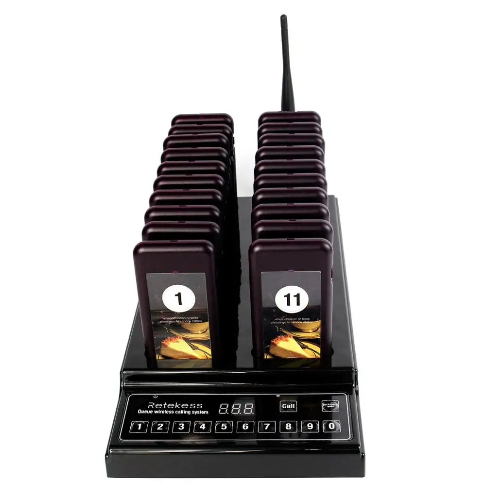 

999 Channel 20 Call Coaster Pager Wireless queue manage System for Restaurant Equipments Retekess T112