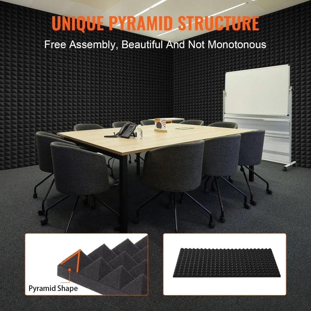 4-Pack High-Density Acoustic Foam Panels 48x24x2 Inches Sound Absorbing for Studio Walls and Ceilings Home Audio Improvement
