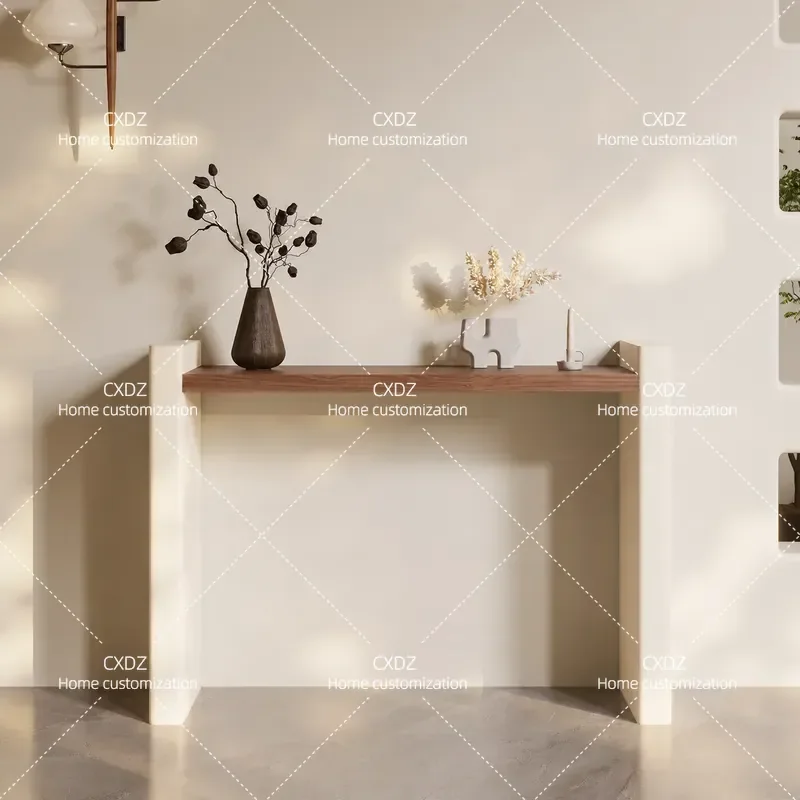 Minimalist Solid Wood Entrance Table for Living Room Corridor Aisle High End Customizable Entryway Console Platform Furniture