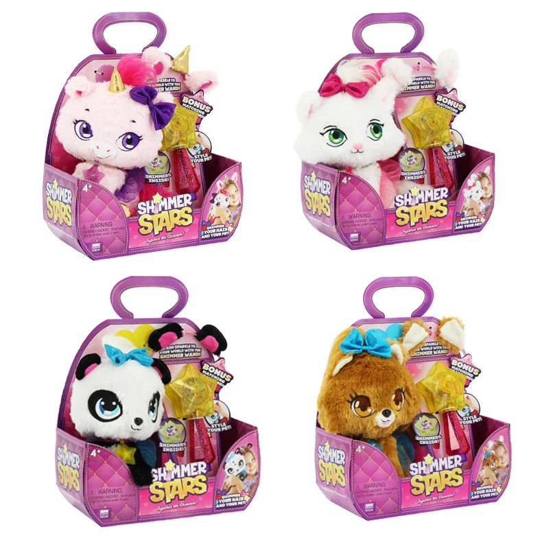 Glitter Soft Toy com acessórios de cabelo para meninas, Shimmer Stars, gato, Panda, unicórnio, brinquedos de vestir, presentes personalizados para brincadeiras