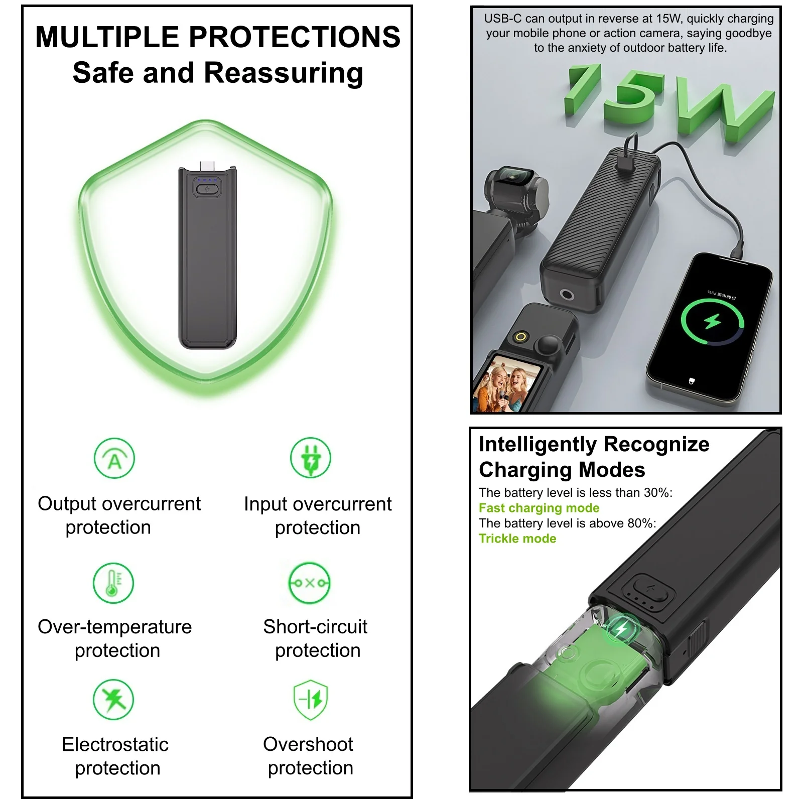 Alça de bateria para dji osmo pocket 3 criador combo portátil pocket3 acessórios 5000mah alça de carregamento de bateria com rosca de 1/4"