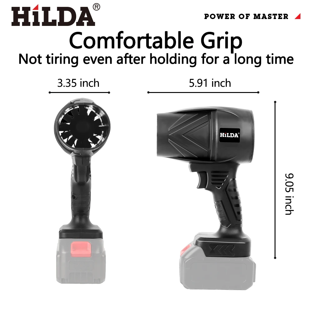 HILDA 1000W Air Blower Handheld Storm Force Cordless Dust Blaster Snow & Leaf Sweeper Turbo Jet Cleaner Pro for Makita Battery