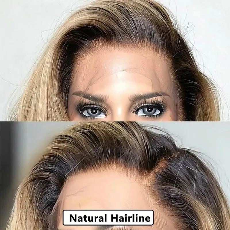 Ombre Blonde Bob Wig Body Wave 13x4 HD Lace Frontal Wigs Water Wave Closure Glueless Brazilian Remy Raw Synthetic For Women