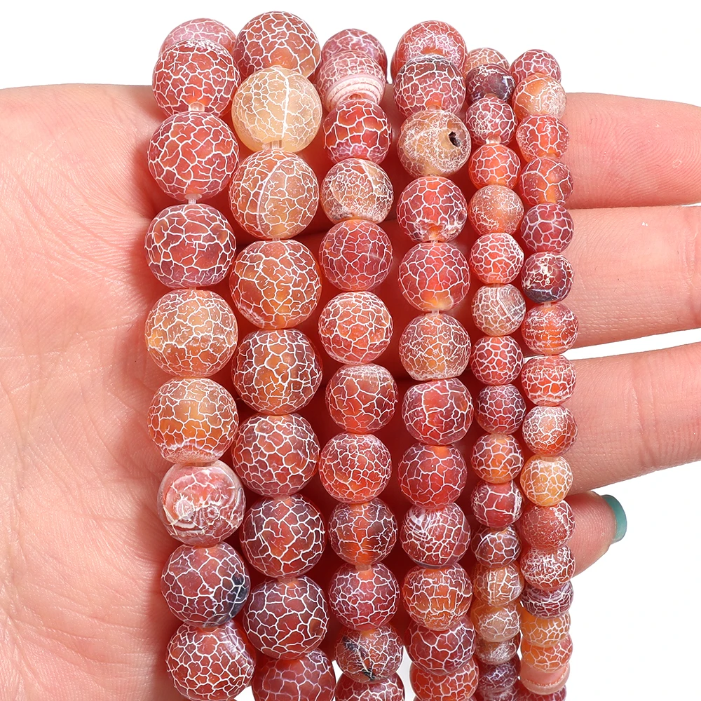 1 Strand Weathered Agate Red Stone Beads Round Natural Stone Spacers Beads DIY Jewelry Bracelet Pendant Accessories Wholesale