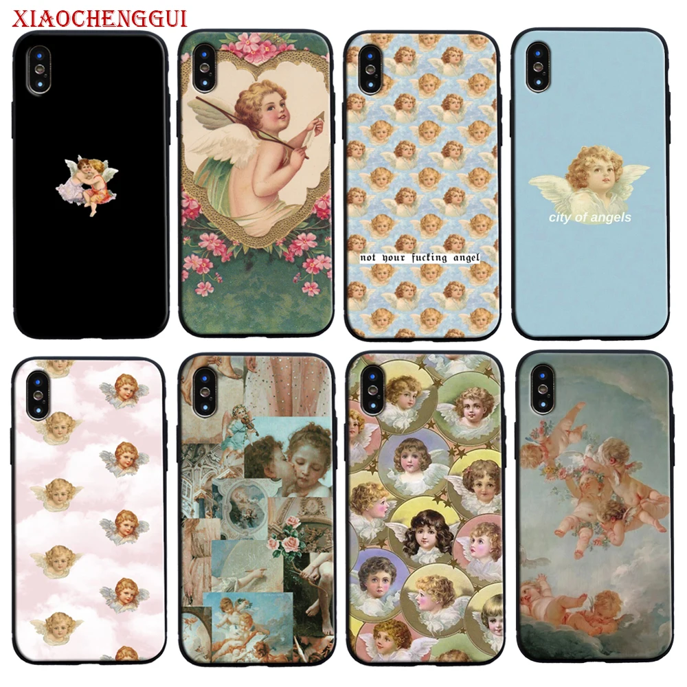 Renaissance angels Novelty Fundas Soft silicone Phone Case for iPhone 15 14 13 11 12 pro 8 7 Plus X XS MAX XR mini Cover Coque