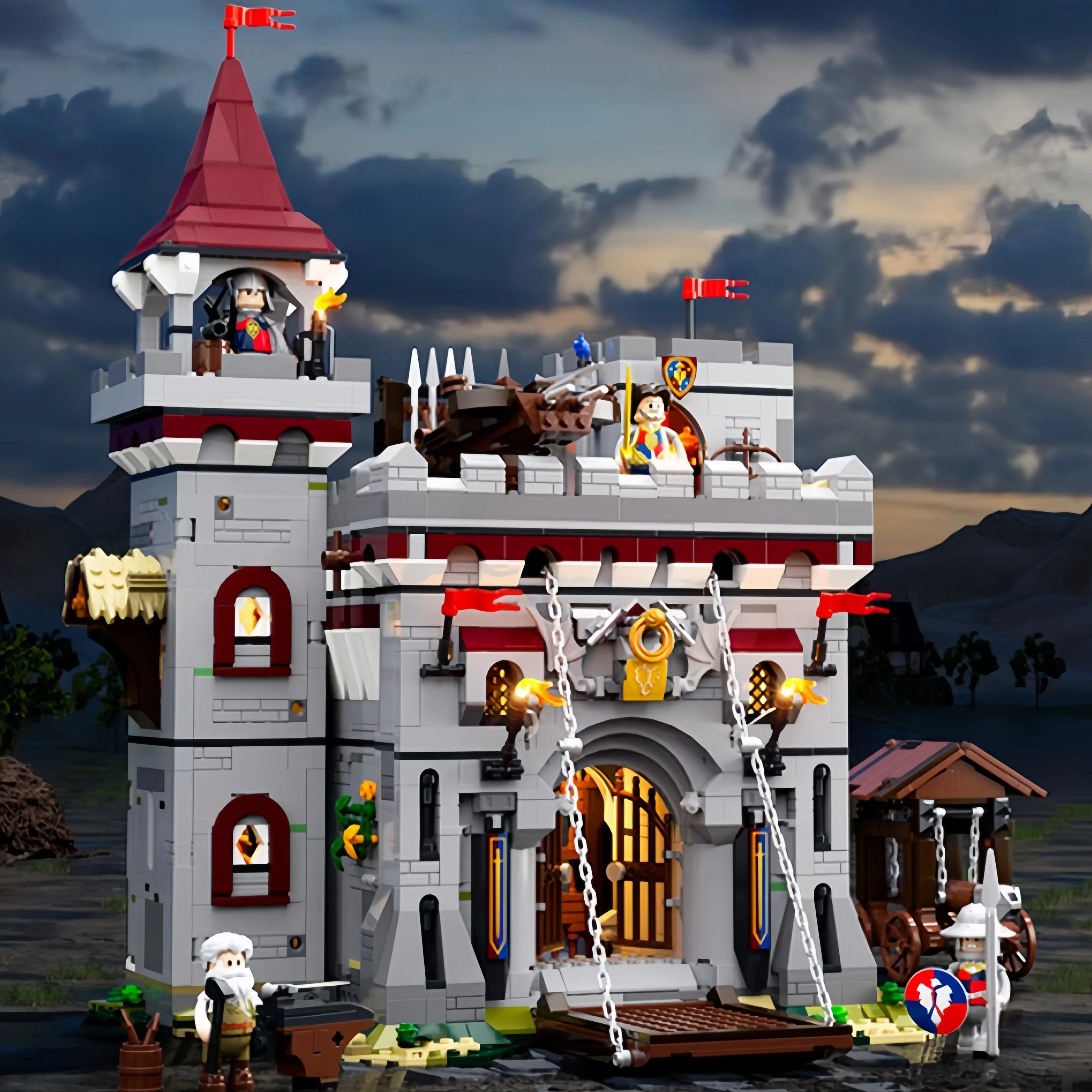 

Замок Armory Архитектурная модель средневековой серии Сборка строительных блоков Украшения с видом на улицу Соберите игрушки Подарок на день рождения