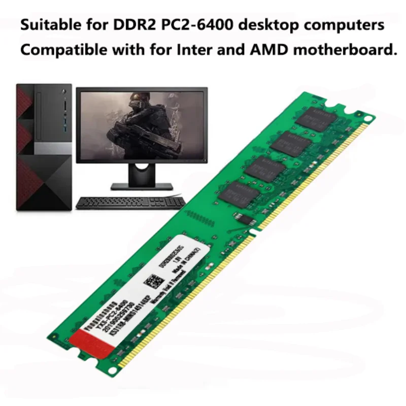 2GB DDR2 800Mhz PC2-6400 DIMM Desktop RAM Kamppin 1.8V NON ECC Bulk/Lot RAM Memoria Intel et AMD sont compatibles