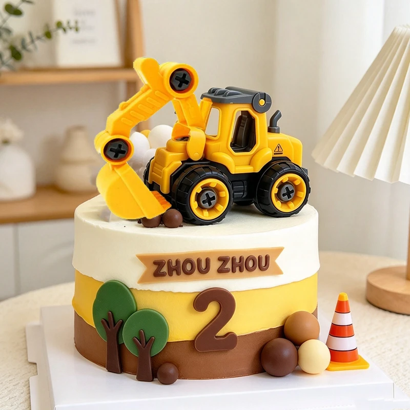 Bau Kuchen Topper Geburtstag Kuchen Dekoration Bagger Turm Kran Verkehrszeichen Fahrzeuge Kinder Geburtstag Party Baby Dusche – Detail 2