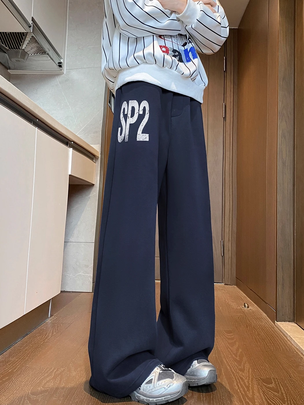 

Мужские свободные широкие спортивные брюки для осени, повседневные брюки в стиле хип-хоп для уличных танцев, свободный крой, прямые штанины, смесь хлопка и полиэстера