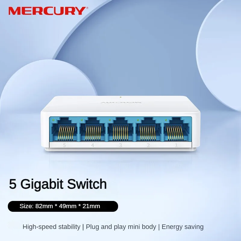 Mercury 5-port Gigabit LAN Switch 1000Mbps Home Internet Full Gigabit Port Ethernet Network Hub Unmanagement Plug and Play