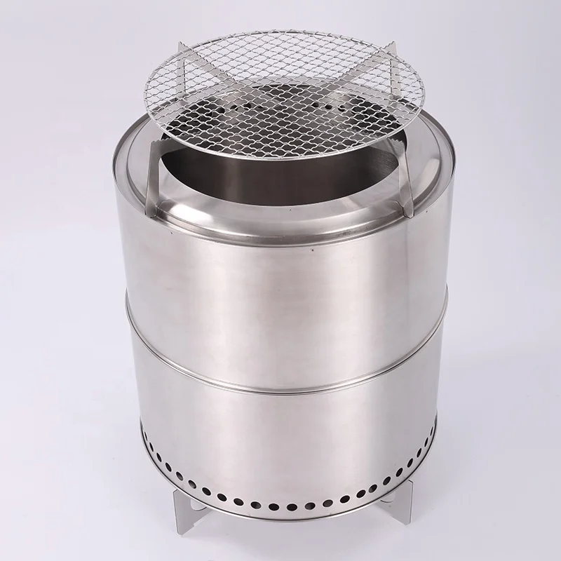 Outdoor Stainless Steel Bonfires Brazier Smokeless Stove Charcoal Portable Camping Fire Pit