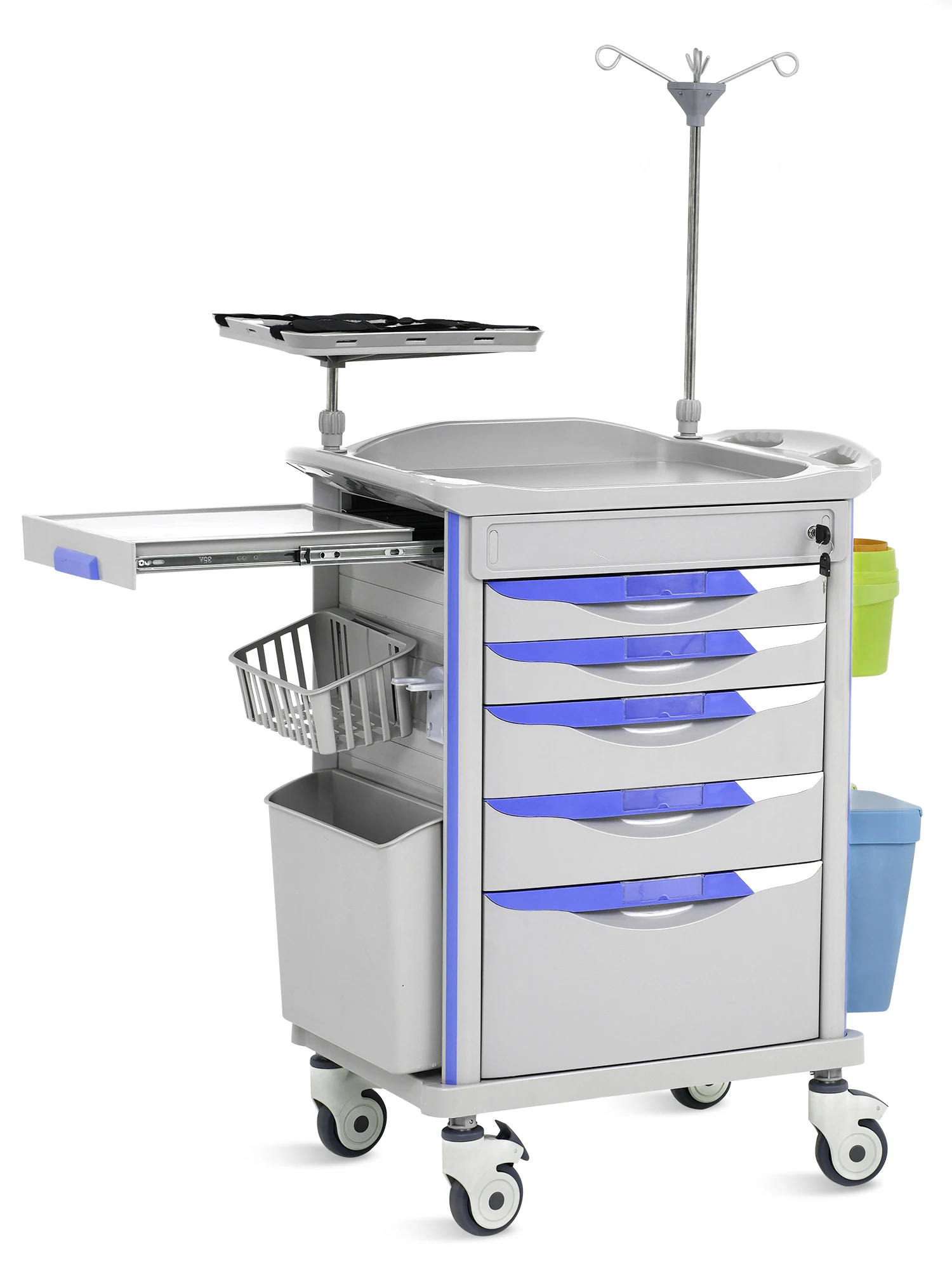 SKR054-ET77A SAIKANG Wholesale Medical Multifunction Cart Hospital Emergency Trolley With  Pole
