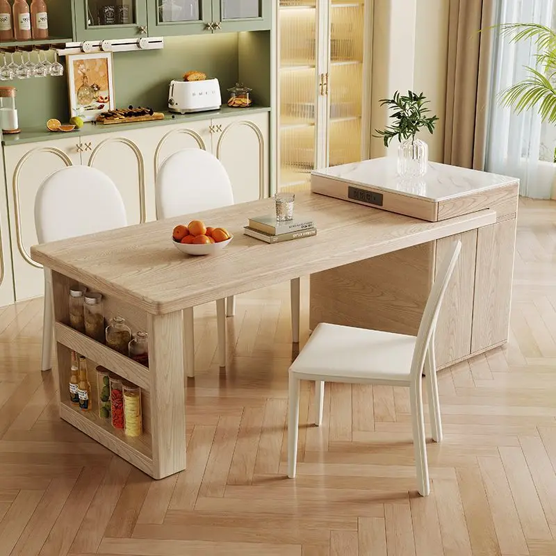 Log high-end solid wood island integrated household light luxury down restaurant middle guide