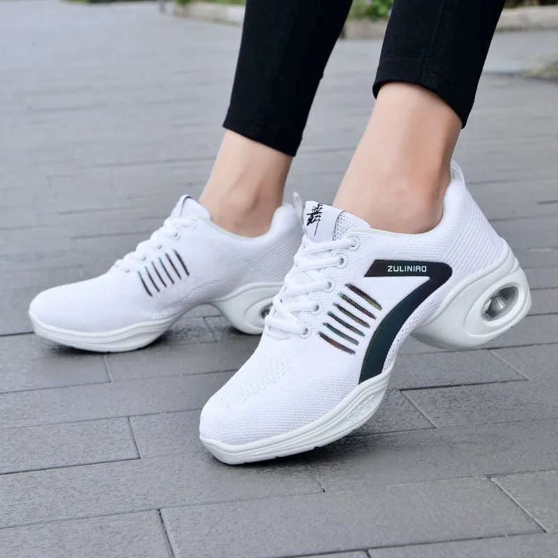 New Dance Shoes Woman Ladies Modern Soft Outsole Jazz Sneakers Mesh Breathable Lightweight Female Dancing Fitness Sport