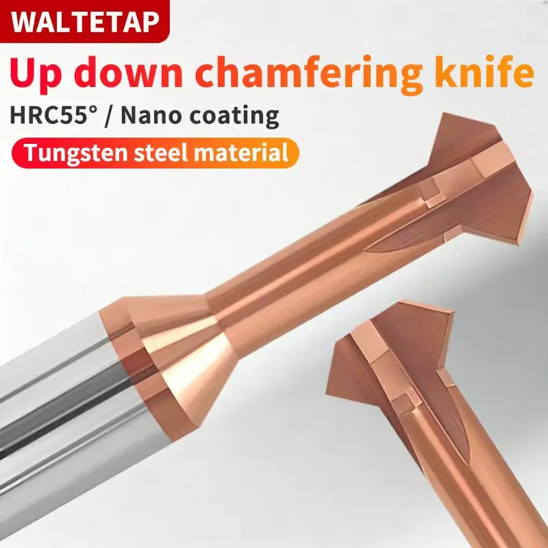 

WALTETAP Верхняя нижняя фаска Металлическая фреза Твердосплавная фреза для фаски Фреза для снятия фаски из вольфрамовой стали Концевая фреза с ЧПУ