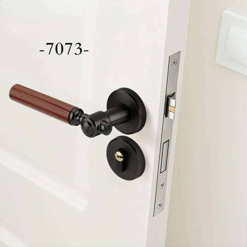 Middle Ancient Style Walnut Bedroom Door Lock, Indoor Silent Door Lock, Household Split Handle Lock