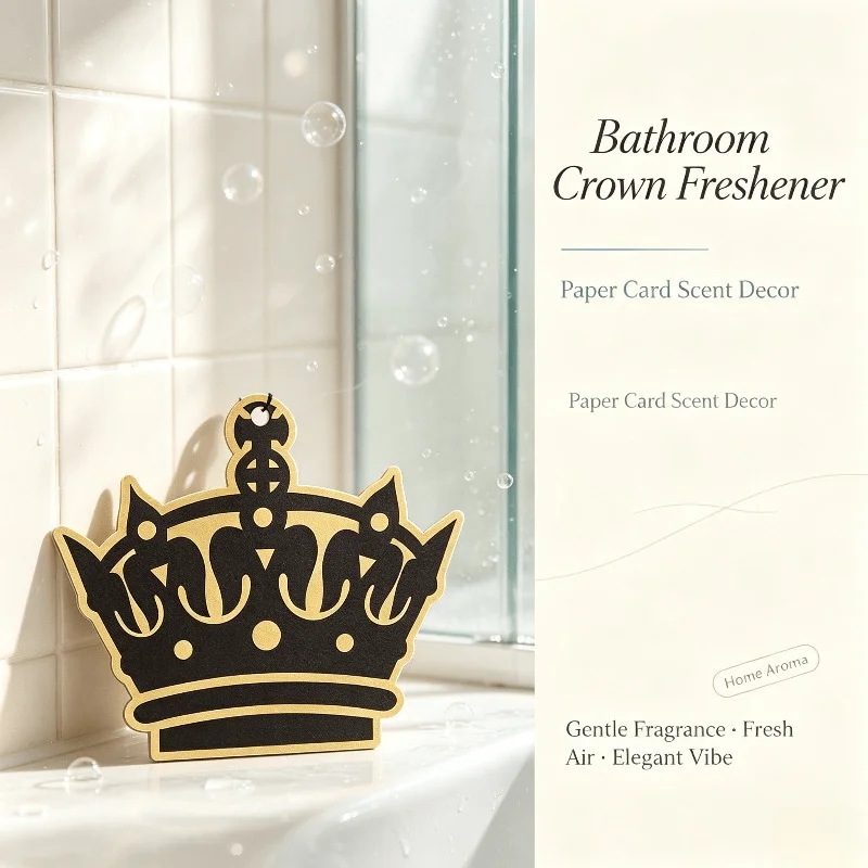 Car Air Freshener Elegant Black Gold Crown Hanging Scent Card for Car Interior Decor Rearview Mirror Ornament Gift
