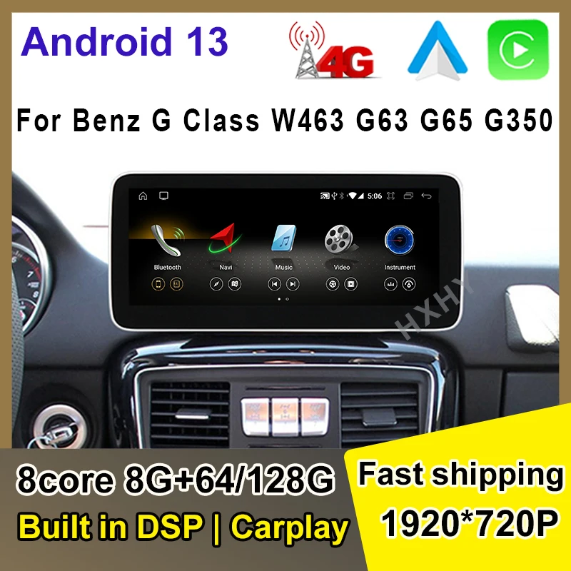 Android 13 Car Screen Player for Benz G Class W463 G63 G65 G350 G400 G500 2012-2019 GPS Navi  8+128GB RAM WIFI Google Carplay