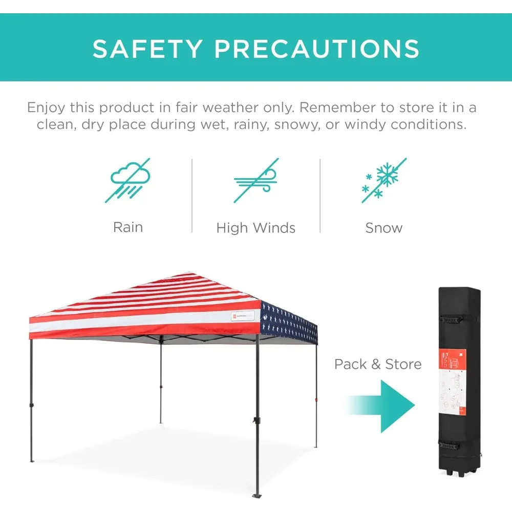 10x10ft 1-Person Setup Pop Up Canopy Tent Instant Portable Shelter w/ 1-Button Push, Case, 4 Weight Bags