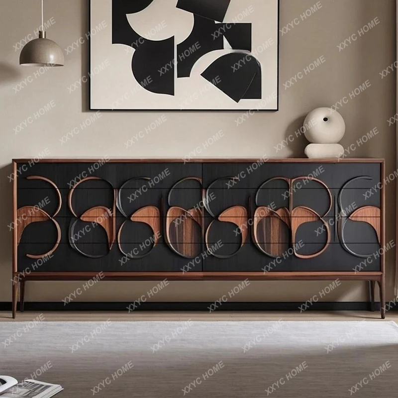 HGlight luxury solid wood dining side cabinet integrated locker against the wall, living room storage entrance cabinet