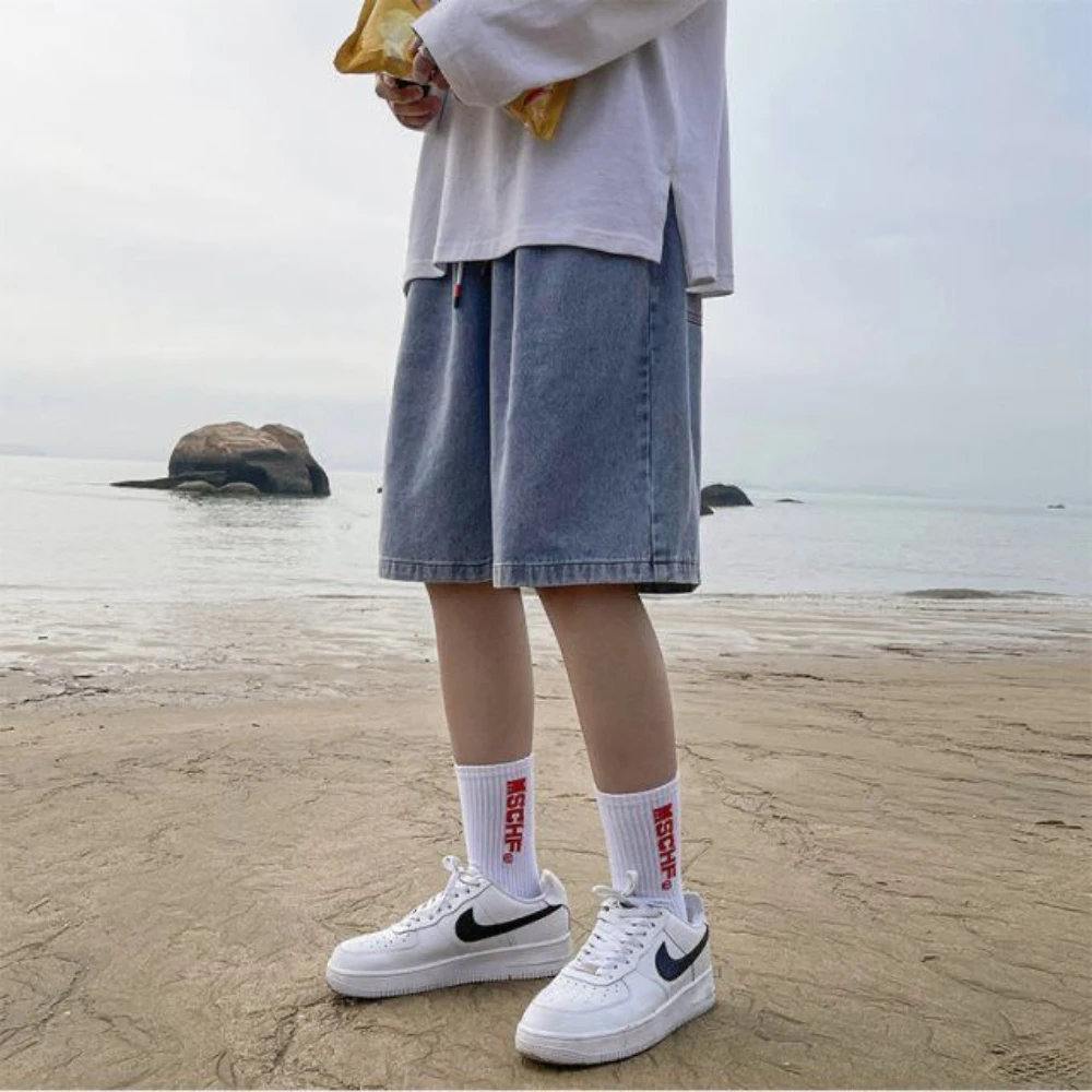 2022 Spring Summer Men Denim Shorts Men's Clothing Beach Jeans Denim Cotton Short Casual Business Social Men Shorts black jeans