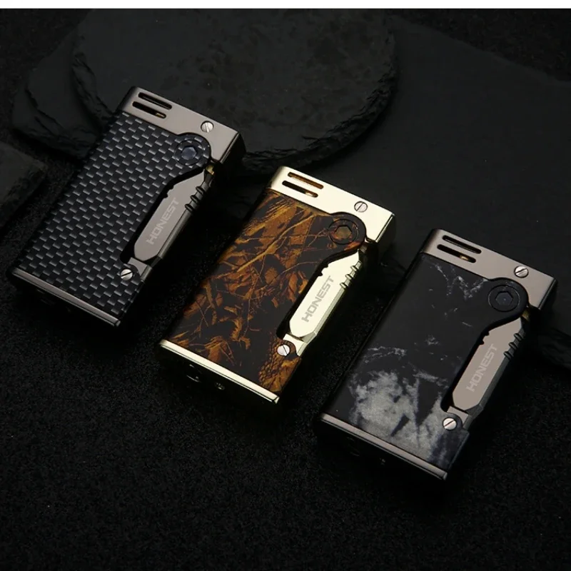 2024 HONEST Vintage Kerosene Lighter Creative Side Pressure Ignition Windproof Metal Lighter Fashion Smoking Accessories Gifts