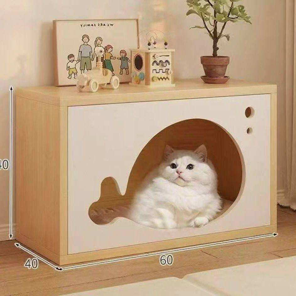 & MDF Simple Durable Wooden Modern Storage Cabinet Living Room Side Cabinet with Integrated Cat Dog
