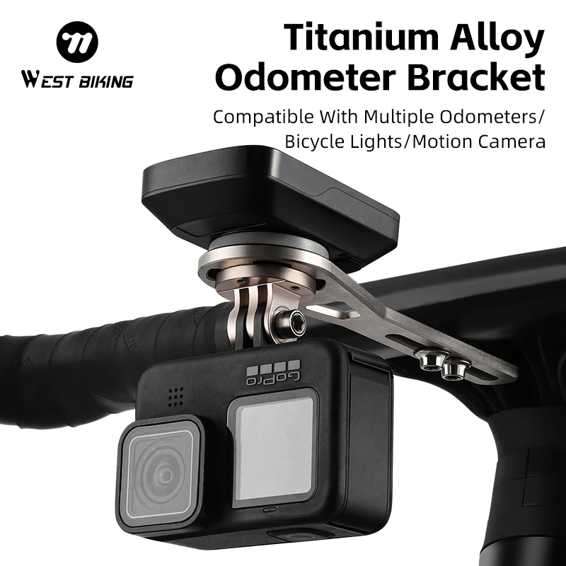 WEST BIKING Titanium Alloy Bike Computer Holder Bicycle Bracket Stopwatch Speedometer Extension Stand Garmin/Bryton Light Mount