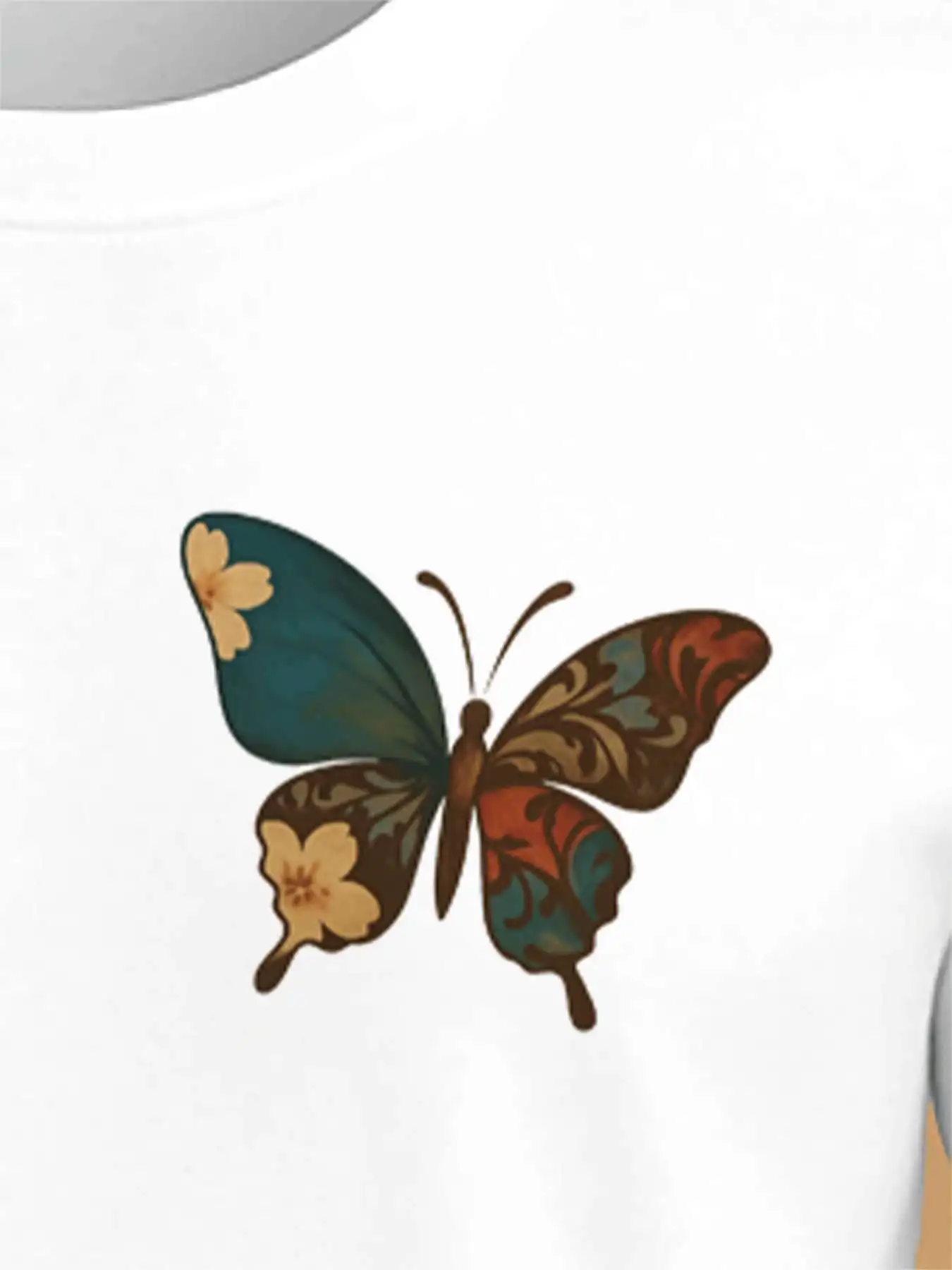 فراشة الأزهار الجرافيك المحملة موضة تي شيرت مطبوع الرجال 220gNew الصيف الرياضة موضة مطبوعة القطن الخالص قصيرة الأكمام تي شيرت #2