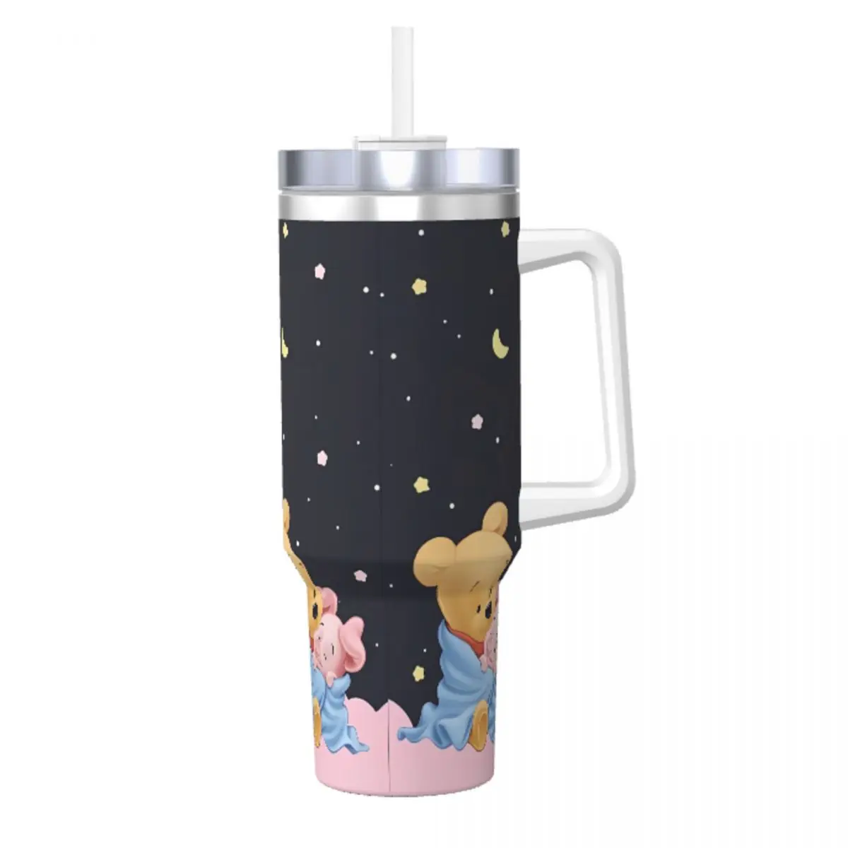 Stainless Steel Tumbler Pooh Bear Miniso Large Capacity Coffee Mug Portable Cold Drink Car Mugs Travel Graphic Water Bottle