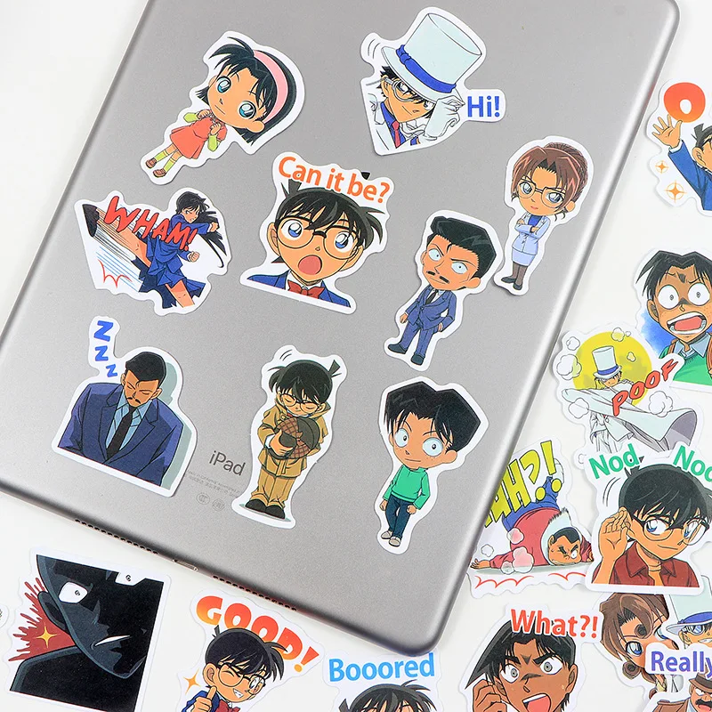 50Pcs Conan Edogawa Anime Stickers Decoration Suitcase Scrapbooking Laptop Phone Stationery Cartoon Detective Manga Kid Sticker