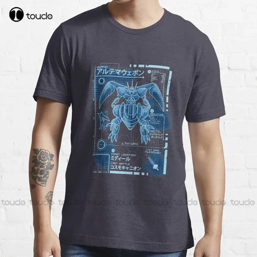 Robot, Weapon, Pop Culture, Videogames, Gamer, Videogame, Final Fantasy 7 Blueprint Trending T-Shirt Black T Shirts For Men Tee