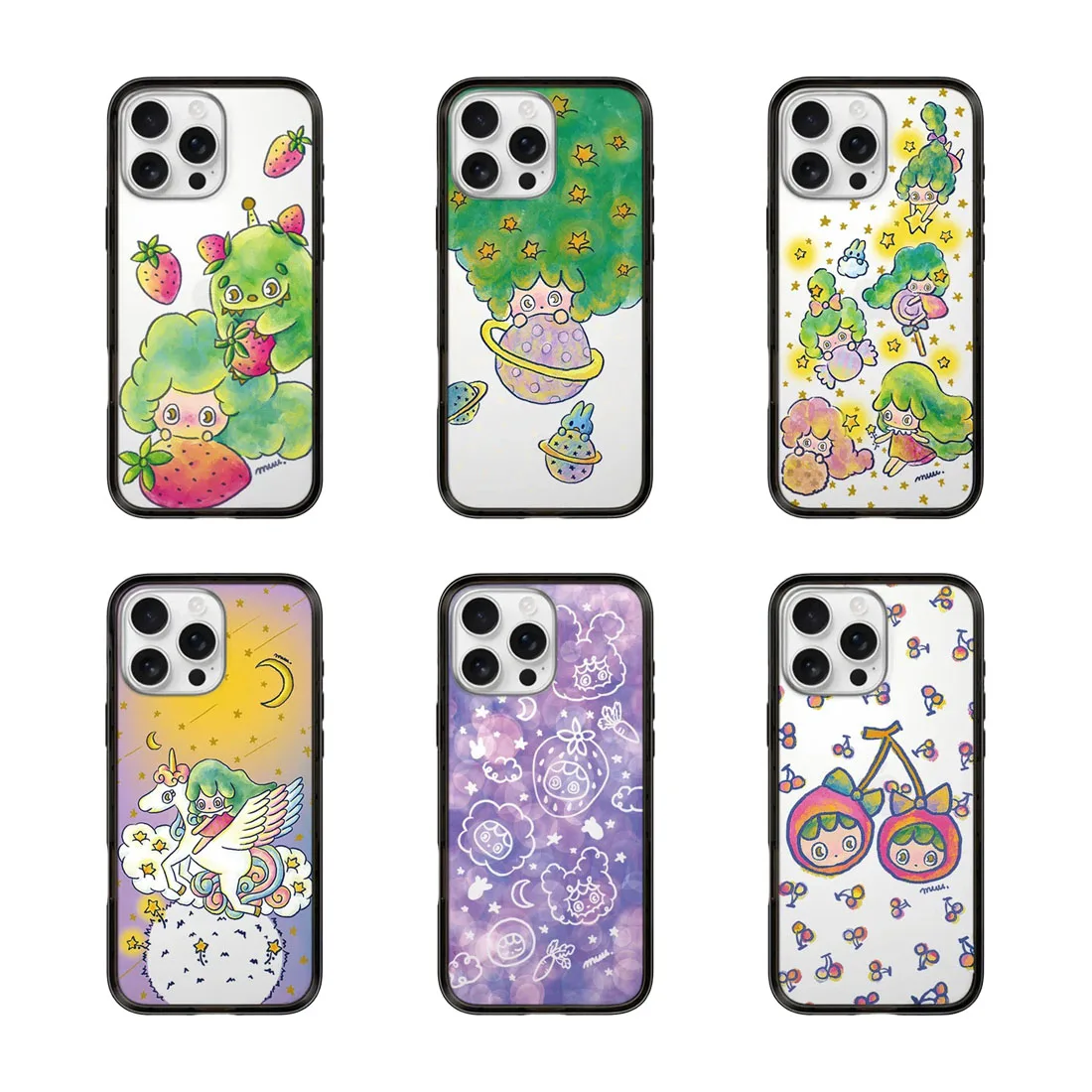 

Cartoon Green Hair Girl Black Border Letters New Design Protective IPhone Case Cover for 16 15 14 Pro Max Case