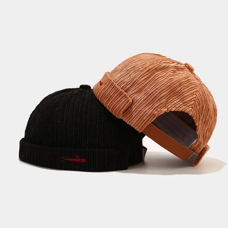 Docker Cap Without Visor Brimless Caps Men Beanies Dome Soild Color Adjustable Skullcap Autumn Hip Hop Bobble Hat Fashion