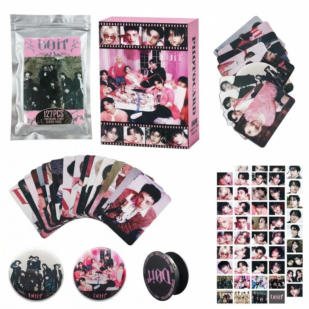 DO IT Theme Kpop Stray SKZ PhotoCard Sticker Idol 8 Transparent Card 2 Badges 2 Mobile Phone Ring Holder Notebook Decor DIY SKZ view 4