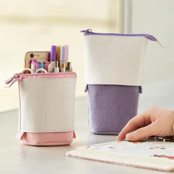 New Creative Retractable Pencil Case Kawaii DIY Printed Pen Case Large Capacity Pen Holder Office Stationery Storage Pencil Bag