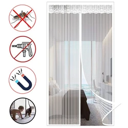 Magnetic Screen Door，Pet Friendly Walk Through Door Screen Magnetic Closure- Magnetic Screen Door Mesh Keeps Bugs Out-White