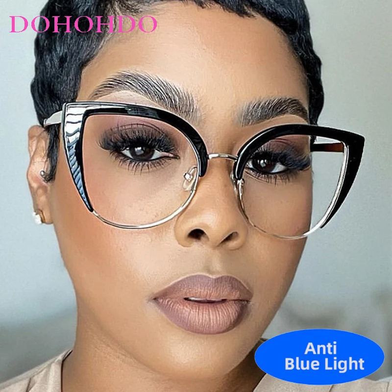 

Retro Luxury Metal Cat Eye Women Men Eyewear Designer Brand Anti-Blue Light Computer Glasses Play Games Optical Eyeglasses Очки