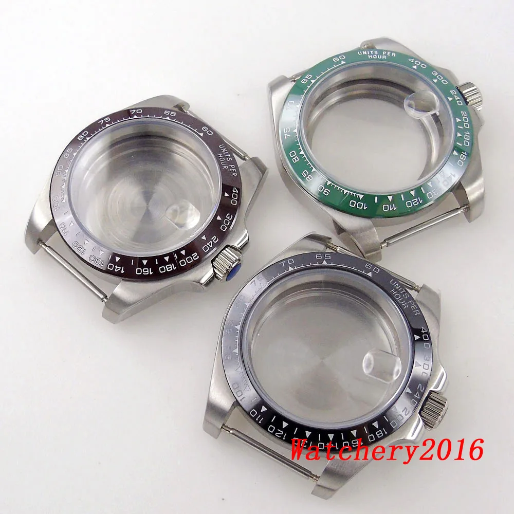 

40mm Sapphire Silver Watch Case For NH35 NH36 SKX SRP 7S26 ETA2824 PT5000 ST2130 Movement Bezel Insert Cyclops