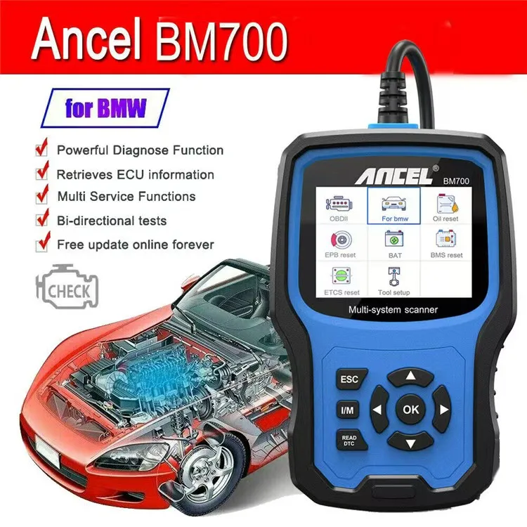 lifetime free update BM700 OBD2 Scanner Full System Diagnostic Battery Scan Tool Enhanced CBS EGS CAS Reset Services for BMW car