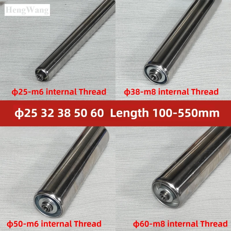 Gravity Conveyor Rollers Dia 25/32/38/50/60mm Length 100-550mm Carbon Steel/Stainless Steel Non-Powered for Roller Conveyor Belt