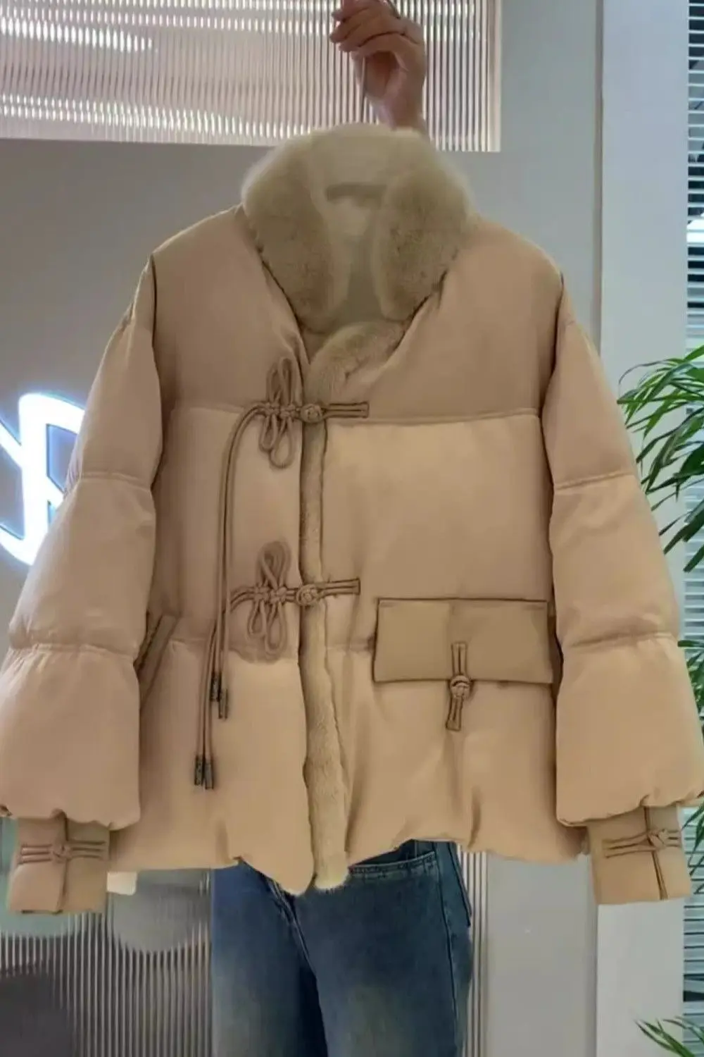 

Women's Winter New Thick Warm Loose Bread Coat with Cotton Collar Coat