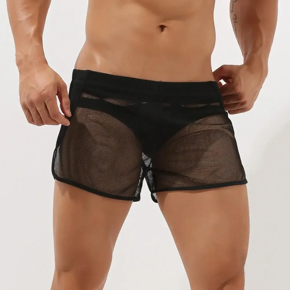 Seobean-men's low-rise see through shorts, fashion underwear, boxer, Pajama