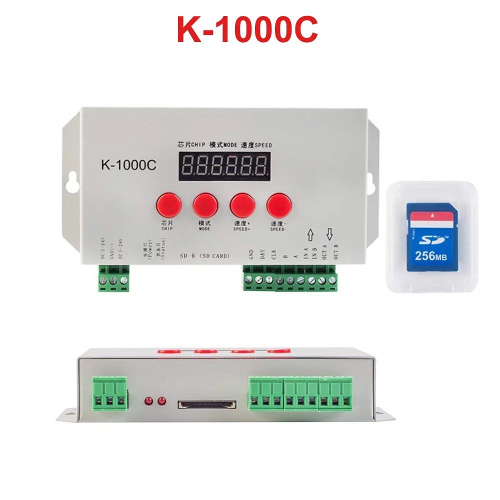 K-1000C (T-1000S Updated) Pixel Controller LED 2048 Pixels Program Controller DC5-24V For WS2812B WS2811 APA102 T1000S WS2813