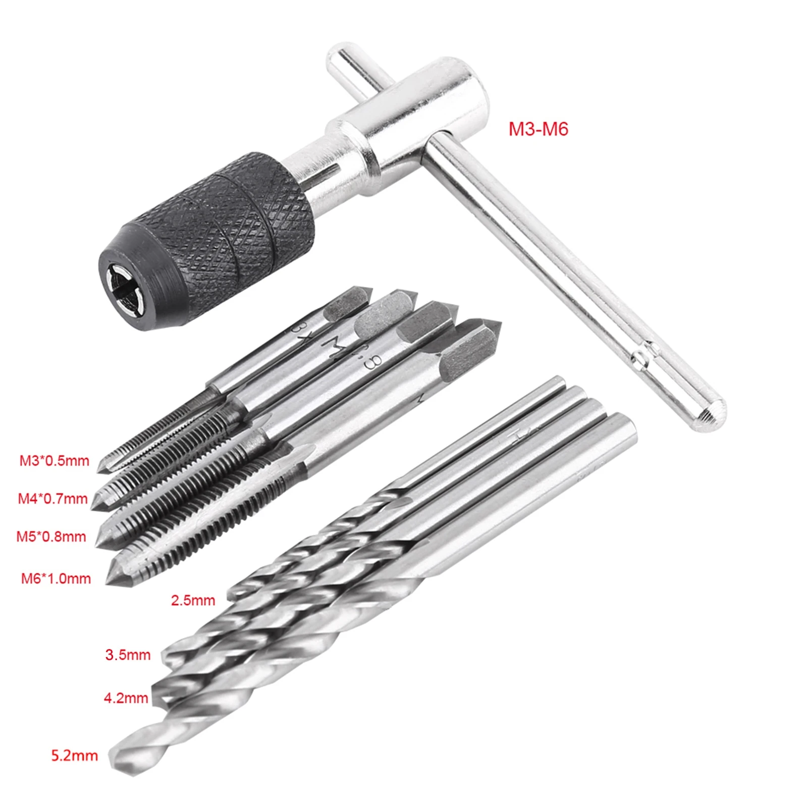 Tapping Tool Tap Wrench Set Set Screw Taps &amp Tshaped Wrench &amp Twist Drill Bits Threading Tapping Hand Tool Kit