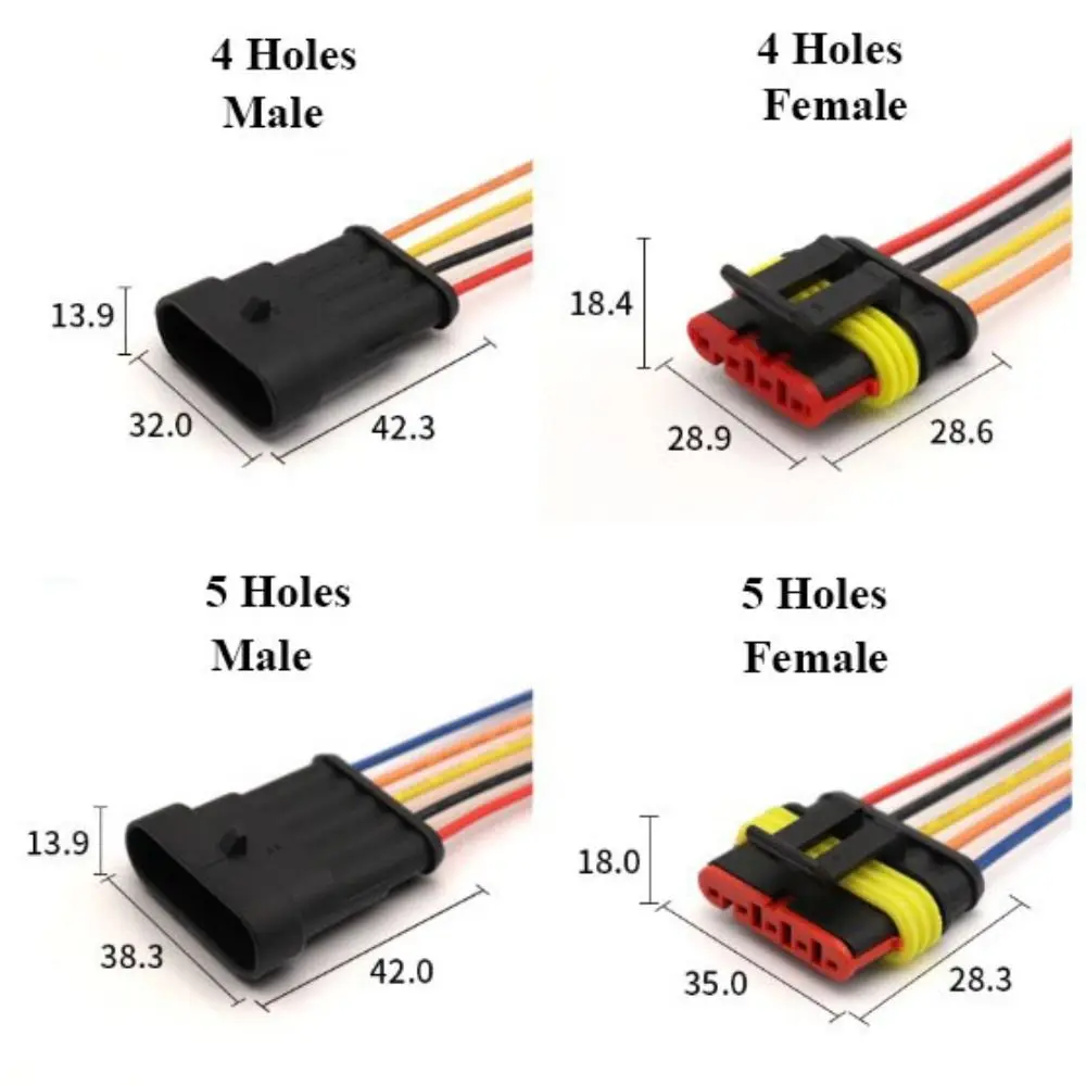 Plugues elétricos impermeáveis com pedal de fio Conector elétrico do veículo Plugue macho e fêmea, Nova ferramenta, 7 estilos, 1 2 5 conjuntos