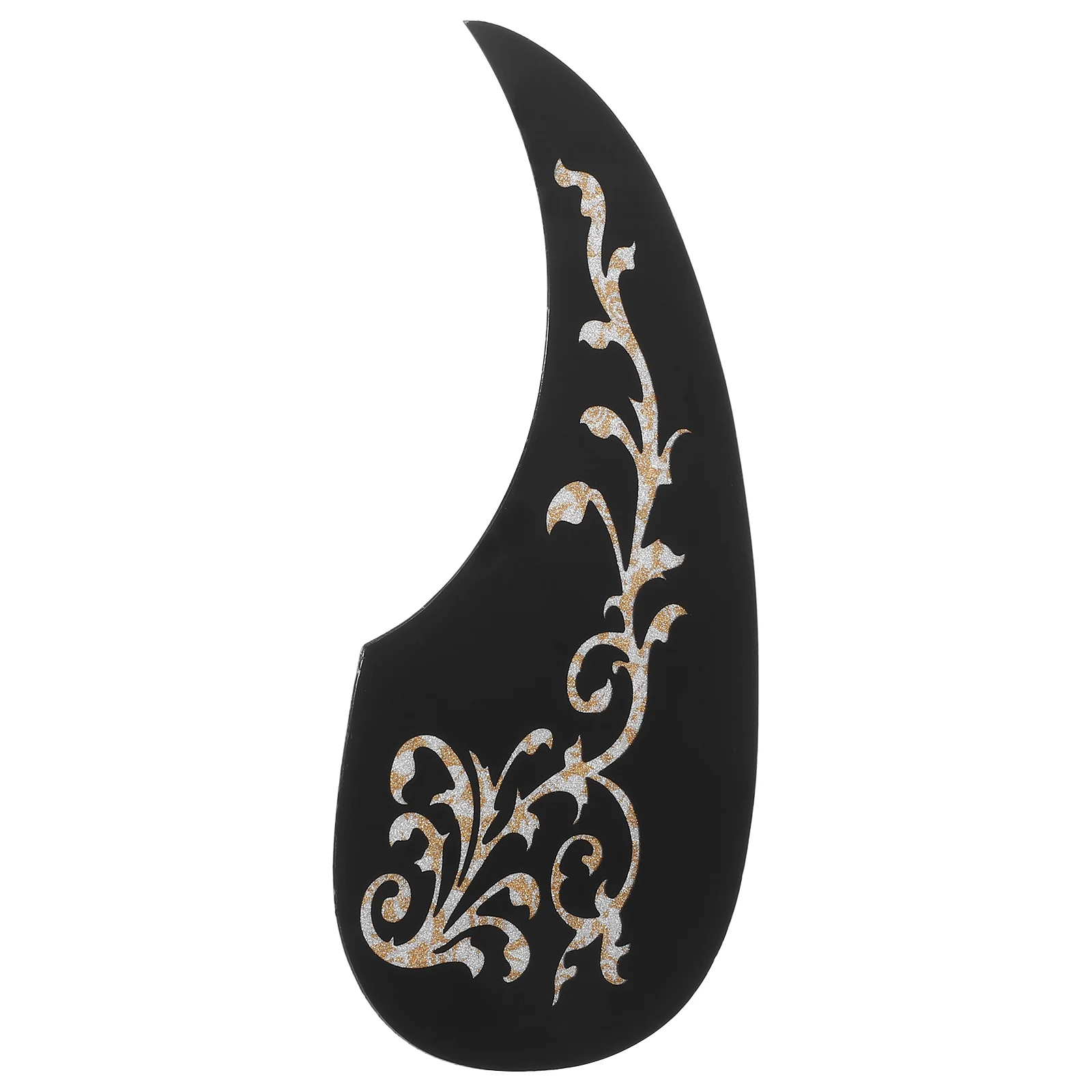 

1Pcs Acoustic Guitar Pickguard Black Water Drop Shape Self-Adhesive Replacement Guard Plate White Tree Vine Flower Anti-Scratch