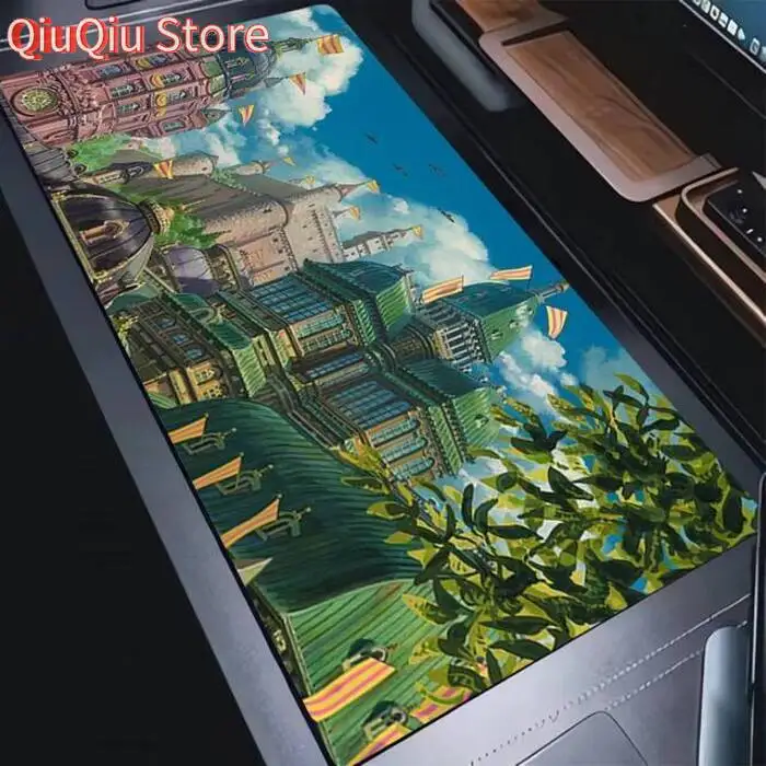 

Коврик для мыши с аниме-пейзажем, расширенный настольный коврик для ноутбука, облака, H-Howls, движущийся C-Castle коврик для клавиатуры, игровые аксессуары для ПК, милый коврик для мыши