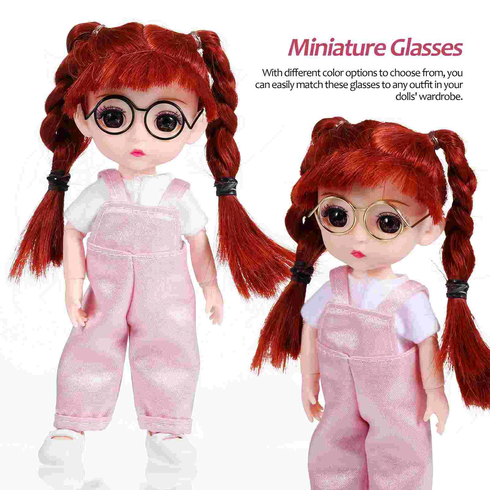 20 Pcs Baby Dolls for Girls Universal Small Eyes Eyeglass Frames Glasses Miniature Dress Up Accessories