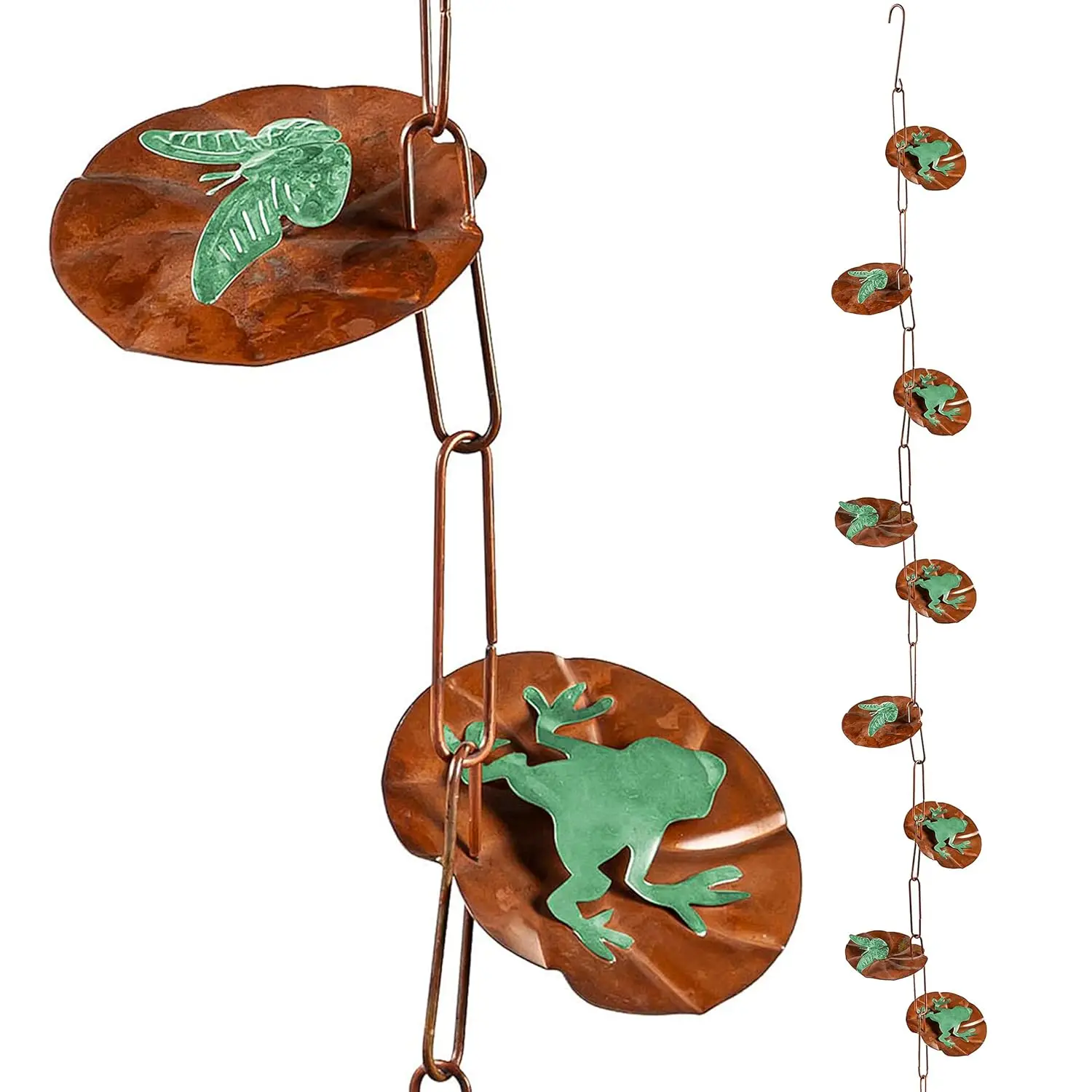 Lily Pad Metal Rain Chains for Gutters | 8 Ft. Rain Catcher Chain Replacement Downspout | Decorative Rain Chains, Customized